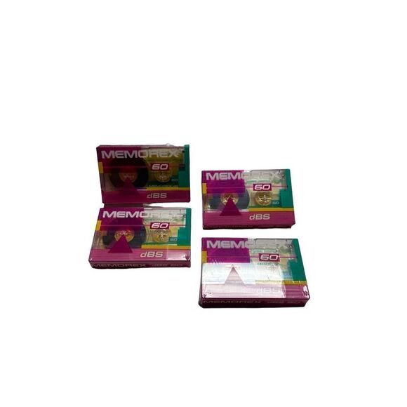 Memorex dBS 60 Minute Blank Cassette Audio Tapes Lot of 4 Brand New - Picture 1 of 4